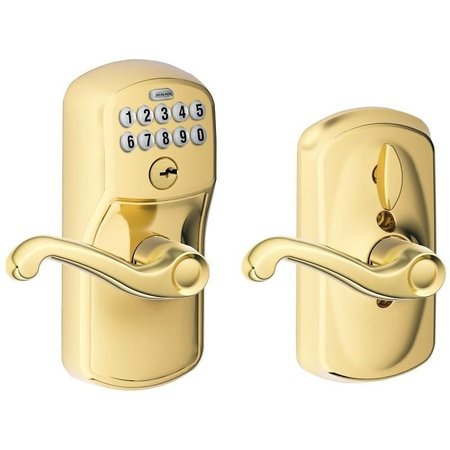 Schlage FE Series FE595 PLY 505 FLA Keypad Lock with FlexLock, Different Key, Flair Lever Interior Handle FE595V PLY/FLA 50